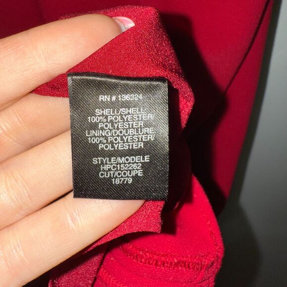 Halston Heritage V Neck Draped Sleeve Dress - Crimson 6 - Picture 9 of 9